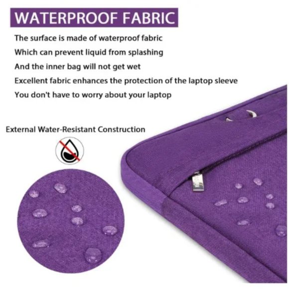 Waterproof Laptop Bag Carrying Case with Shoulder Strap,Slim ComputerPurple - Picture 4 of 5